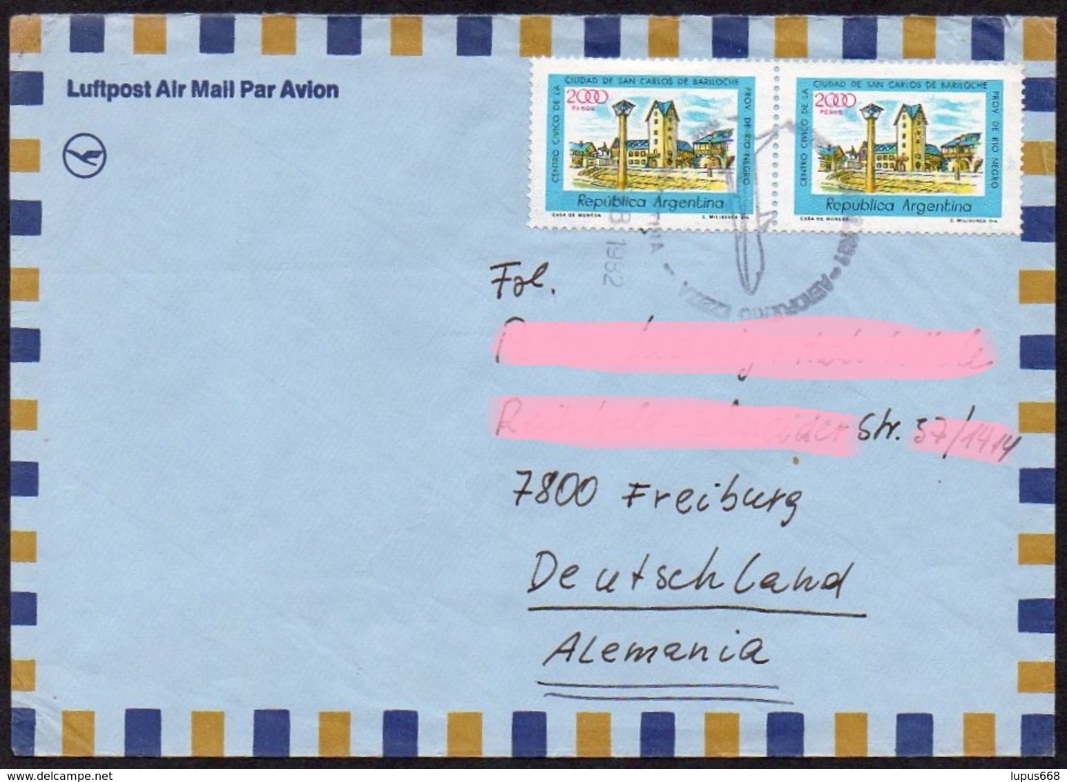 Argentinien 1982 MiNr. 1456 (2) Stadtzentrum Von San Carlos De Barilochel  Auf Luftpostbrief Von BUENOS AIRES - EZEIZA - Airmail