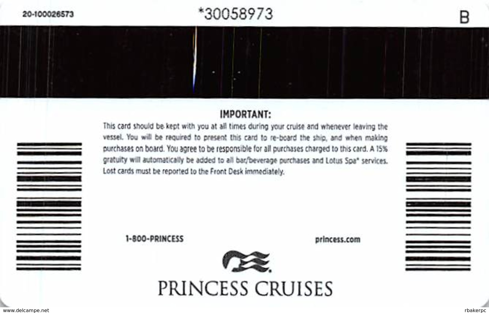 Princess Cruises - Cruise Ship Room Key / ID Card - Cartes D'hotel