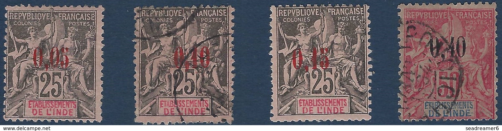 France Colonies Inde Française N° 20 à 23 Oblitérés TTB Signé Miro & Bernichon - Used Stamps