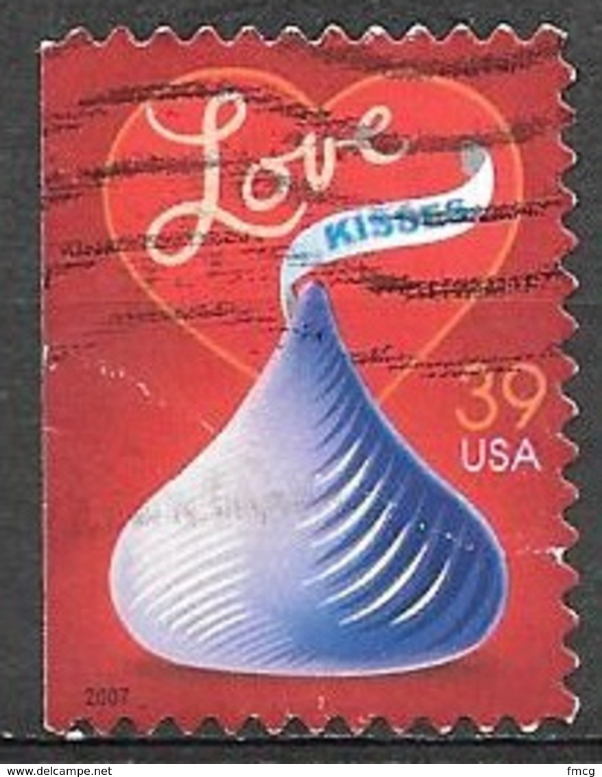 2007 39 Cents Love, Hershey Kiss, Imperf Left, Used - Used Stamps