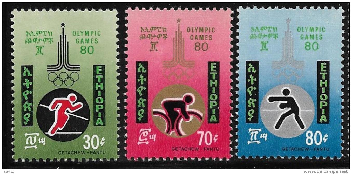 Ethiopia, Scott # 974-6 MNH Summer Olympics, 1980 - Ethiopia