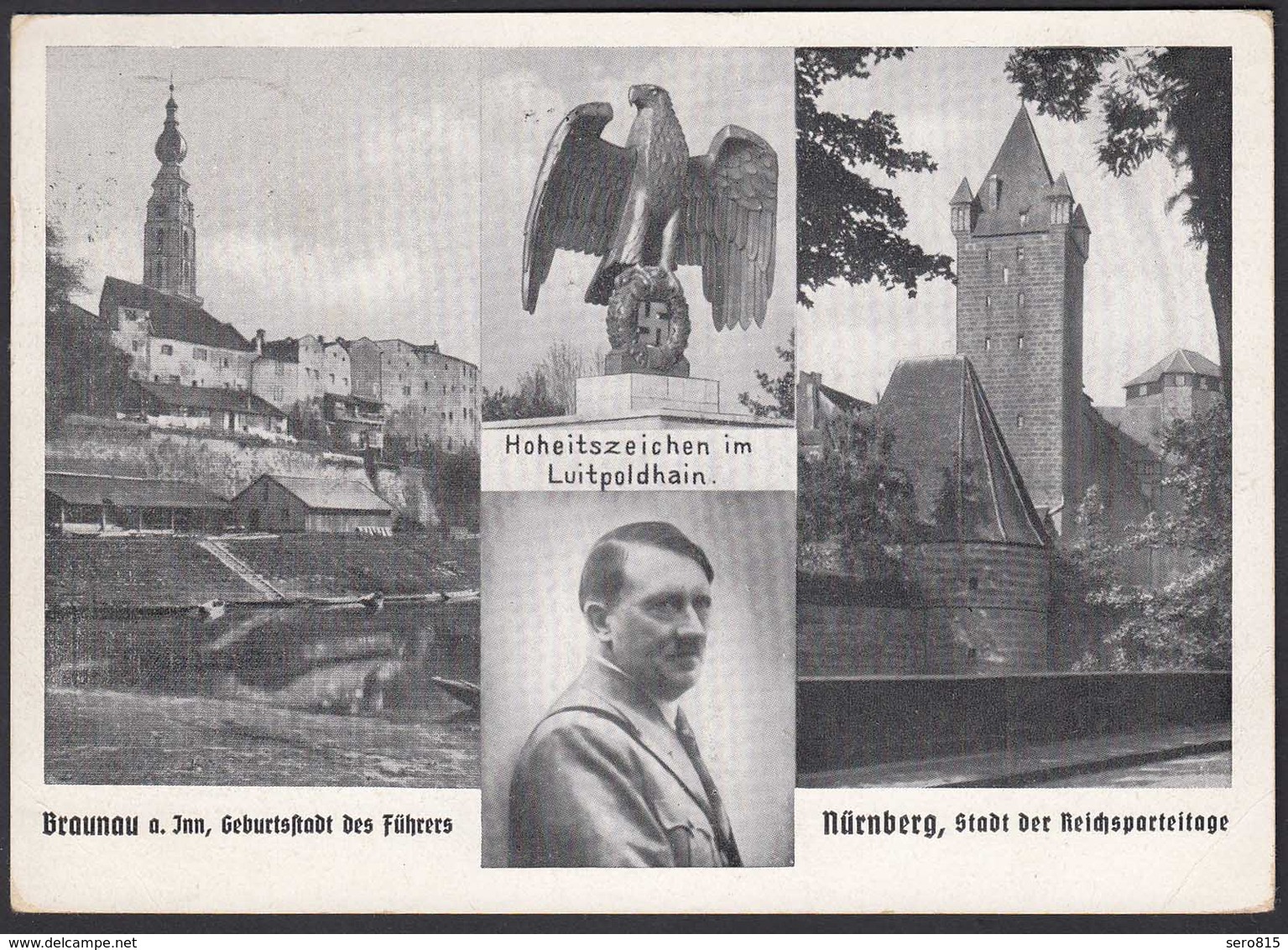 AK NS Propaganda Karte 3.Reich Hitler Braunau-Nürnberg Luipoldhain  (24456 - Sonstige & Ohne Zuordnung
