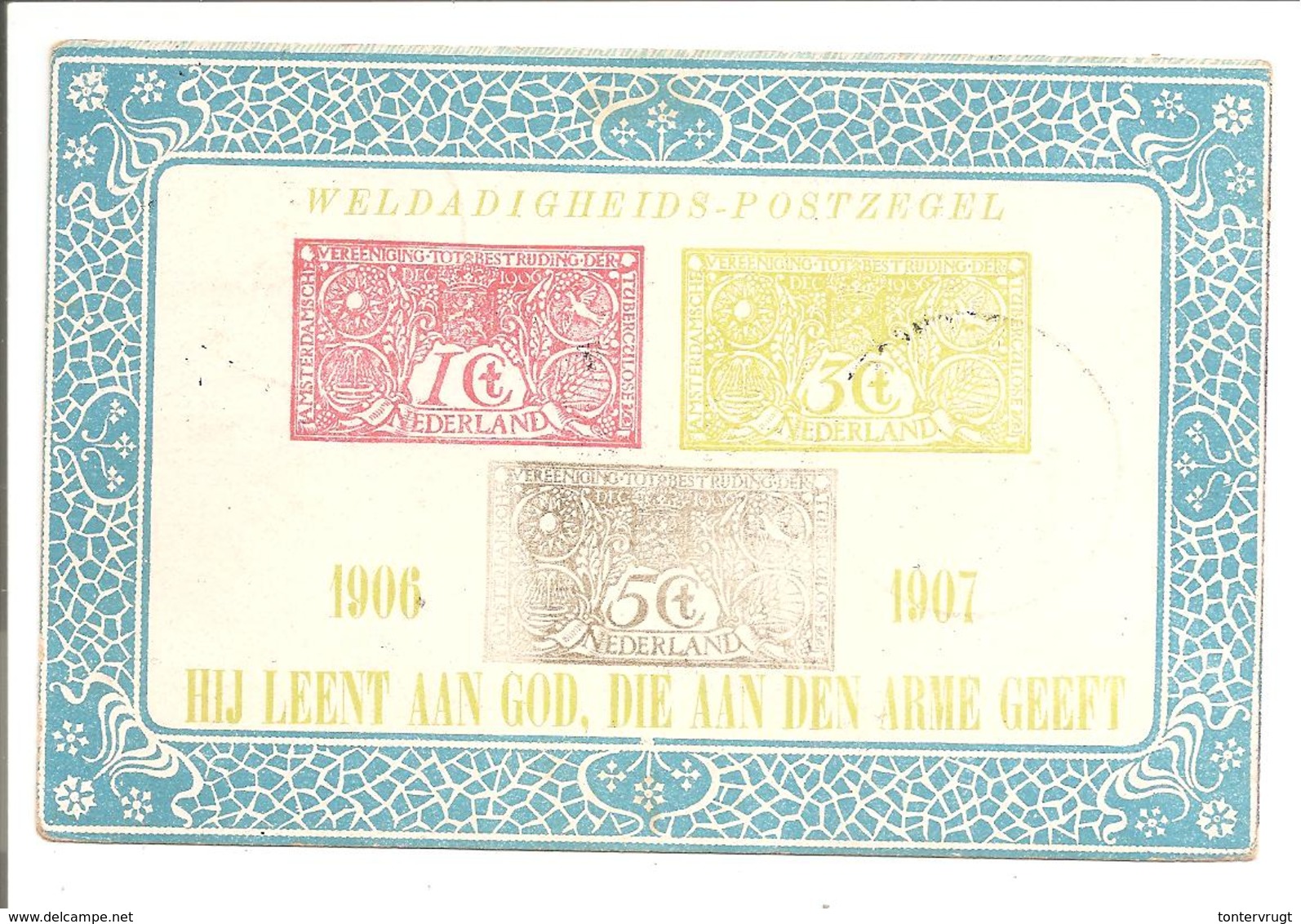 1906 Tuberculose Zegels Als Prentbriefkaart Met Vredesconferentie 1907 Speciaal Stempel - Briefe U. Dokumente