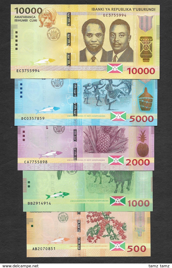Full Set Burundi 500 1000 2000 5000 10000 Francs 2015 UNC - Burundi