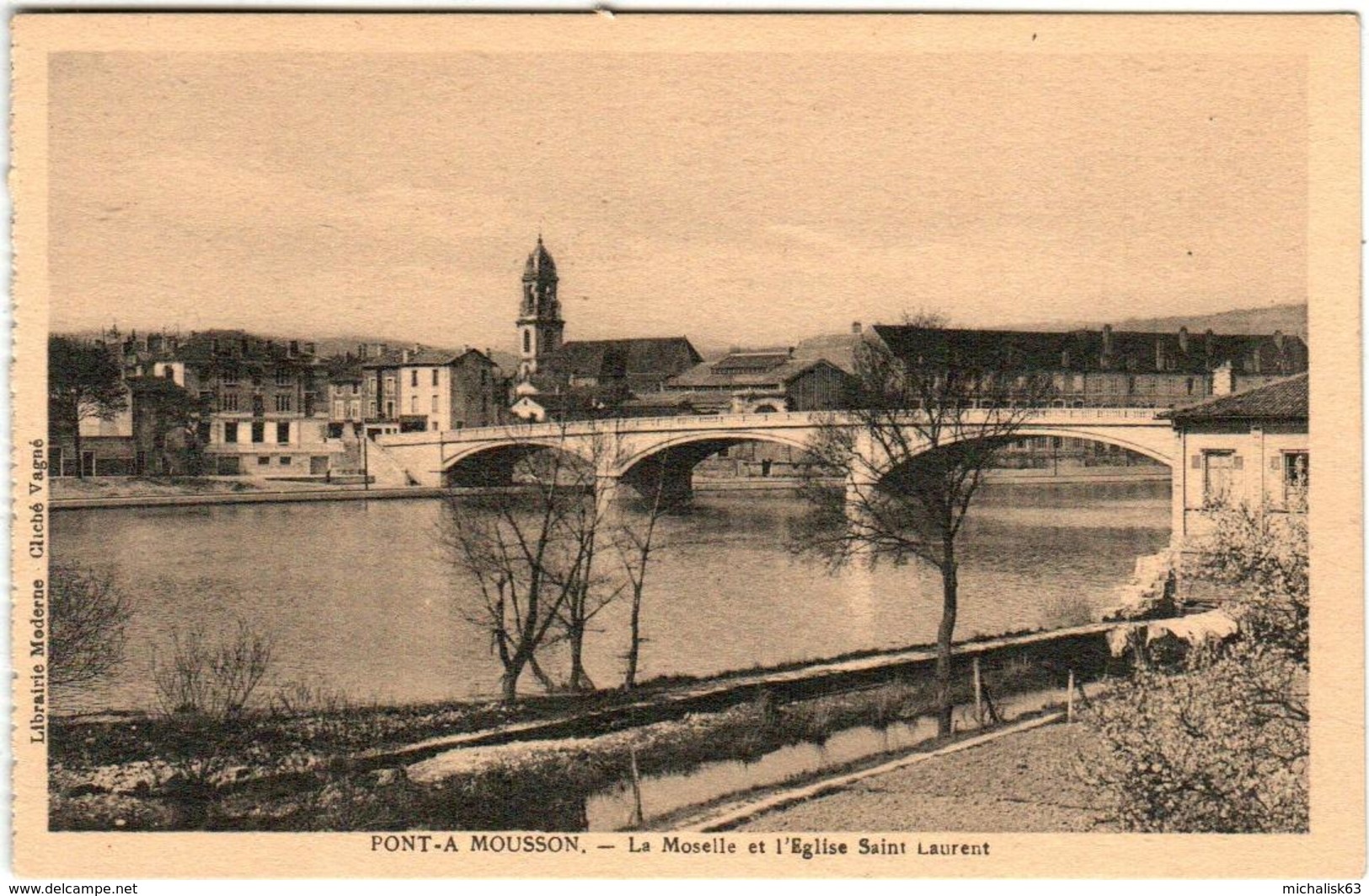 41thz 1907 CPA - PONT A MOUSSON - LA MOSELLE ET L'EGLISE SAINT LAURENT - Pont A Mousson