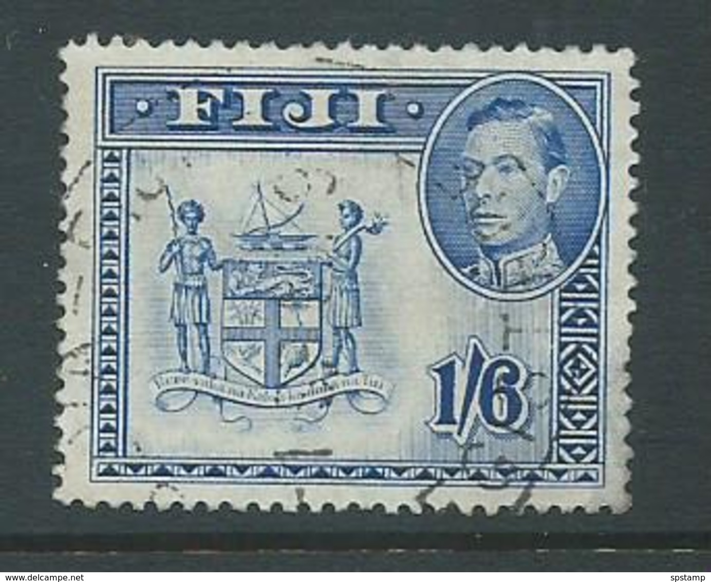 Fiji 1938 - 1955 KGVI Definitives 1/6 Coat Of Arms Perforation 13 Used , Attractive But Thinned - Fiji (...-1970)