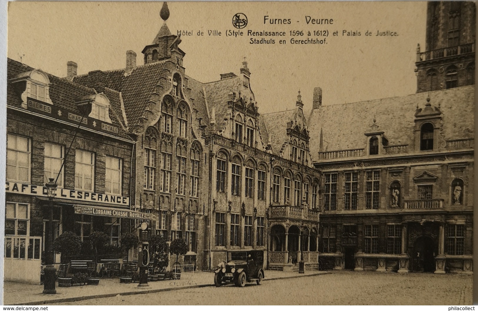 Furnes - Veurne // Stadhuis En Gerechtshof Met Cafe De L Esperance 19?? - Veurne