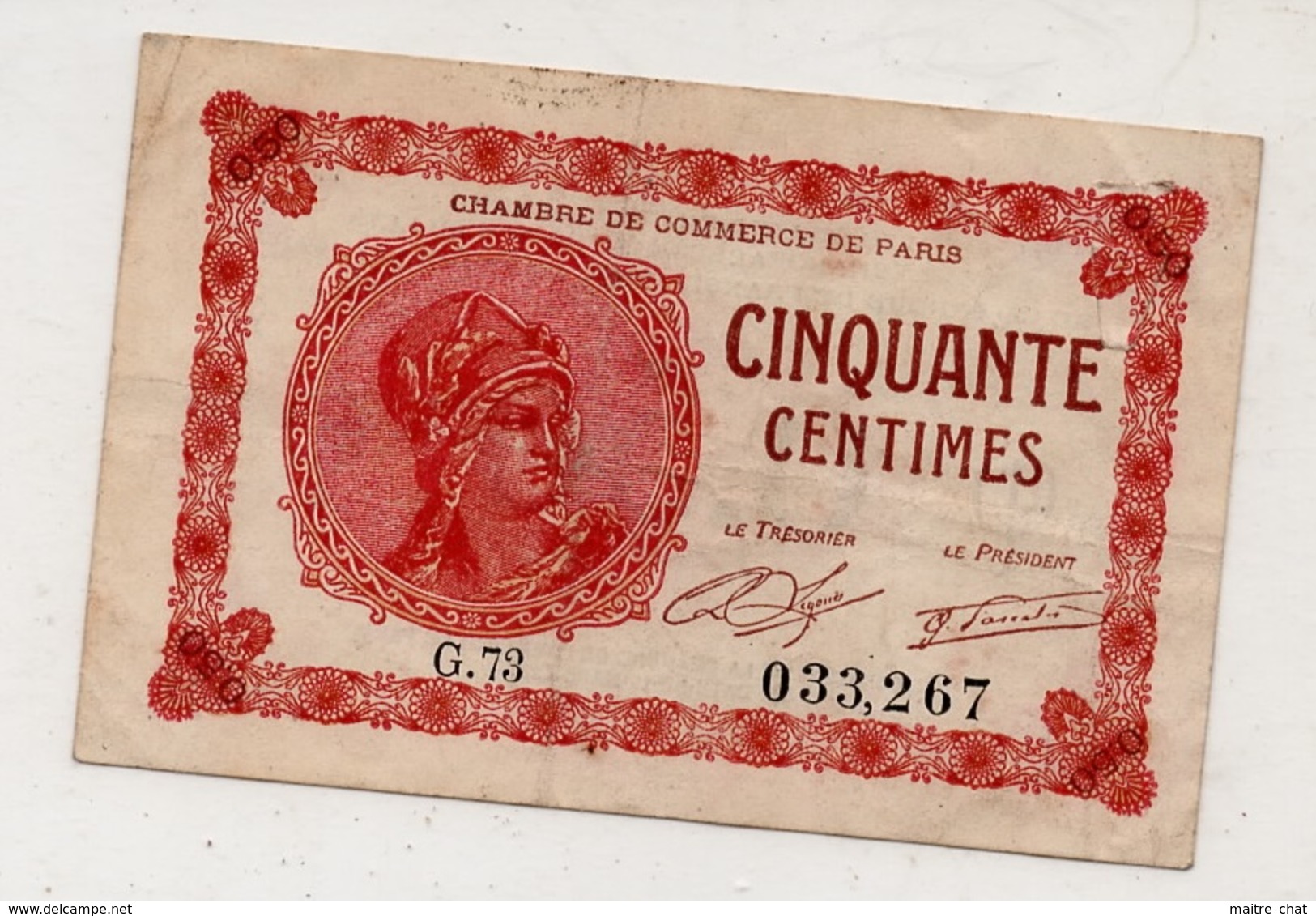 Paris : Chambre De Commerce : 50 Centimes. - Handelskammer