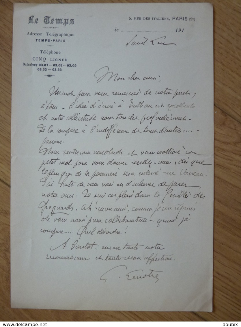 Théodore Gosselin Dit LENOTRE (1855-1935) Historien. Académie Française - AUTOGRAPHE - Other & Unclassified