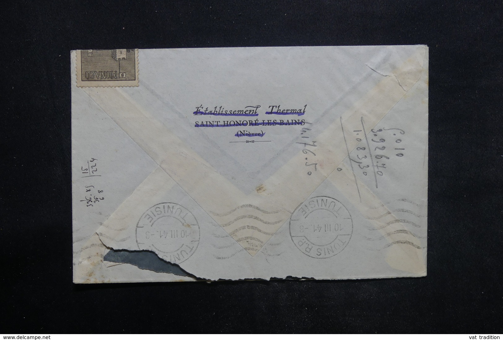 MONACO - Enveloppe Pour La Tunisie En 1941, Affranchissement Plaisant - L 35889 - Covers & Documents