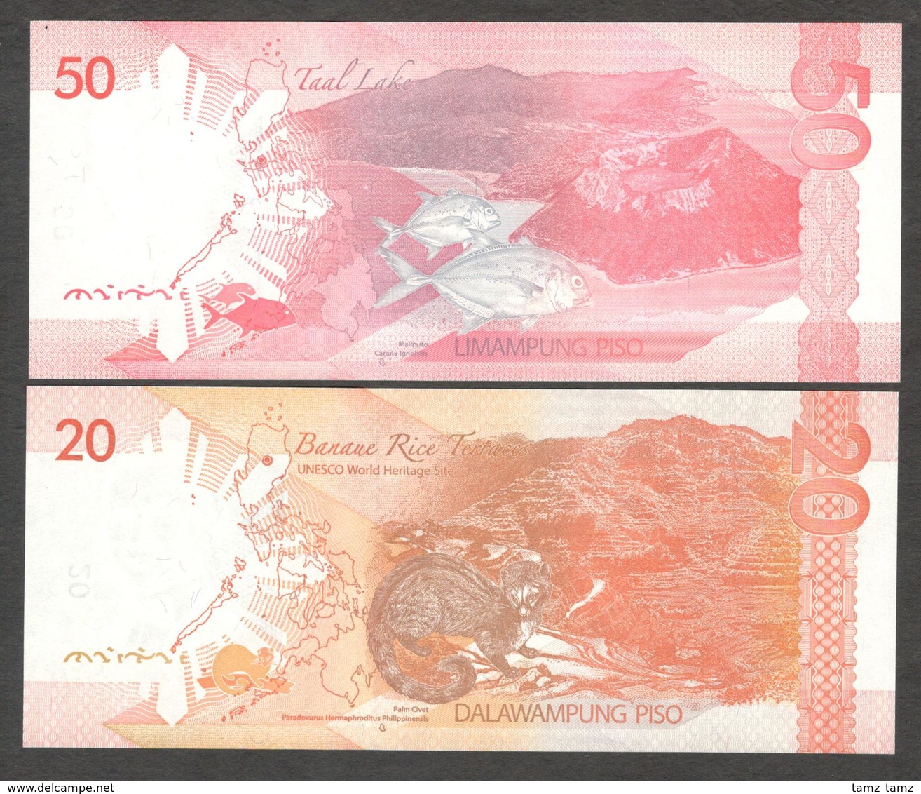 Lot 2 Pcs Philippines 50 20 Piso 2013 - 2016 UNC - Philippines