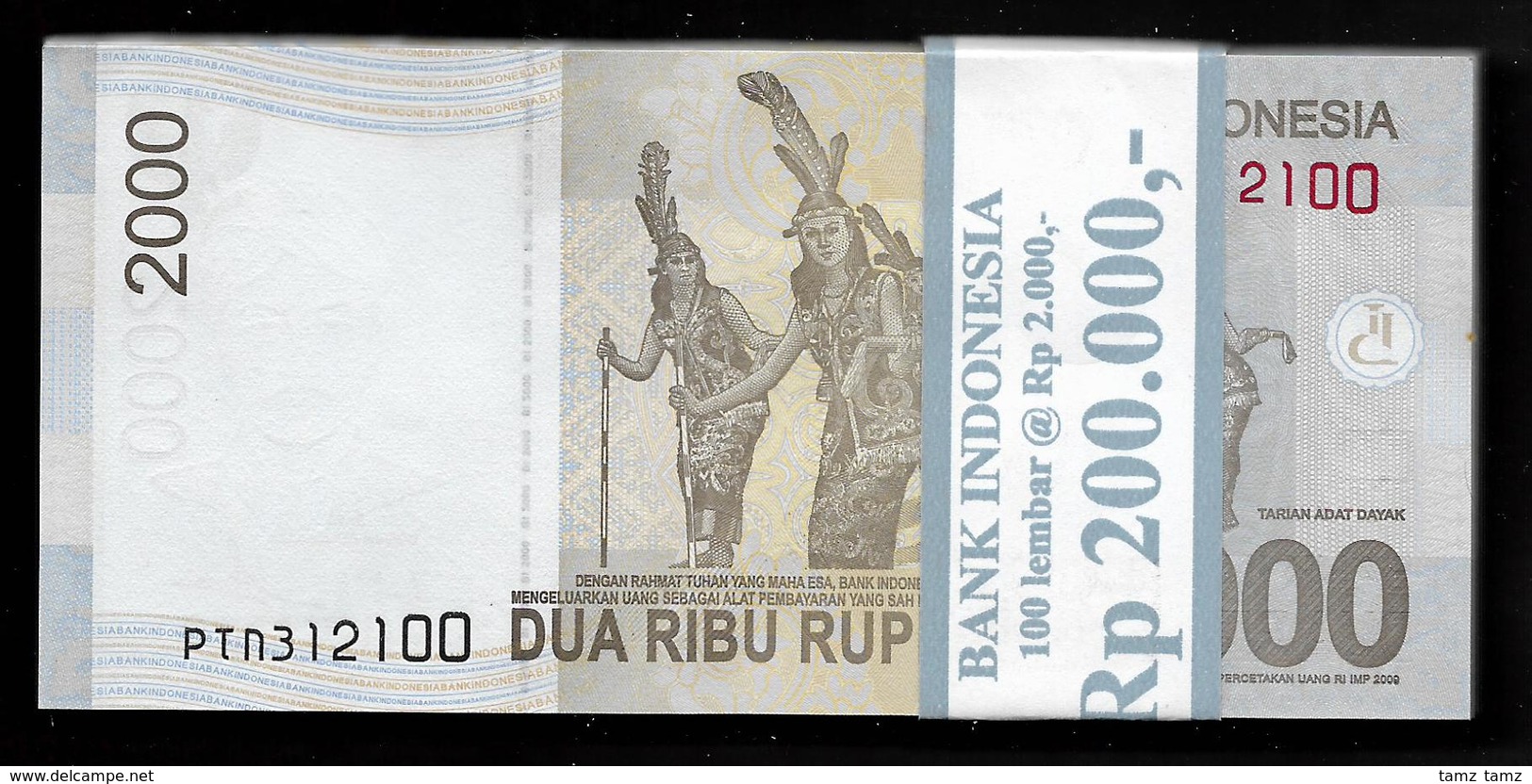 Lot 100 Pcs Consecutive 1 Bundle Indonesia 2000 2,000 Rupiah 2009 UNC - Indonesia