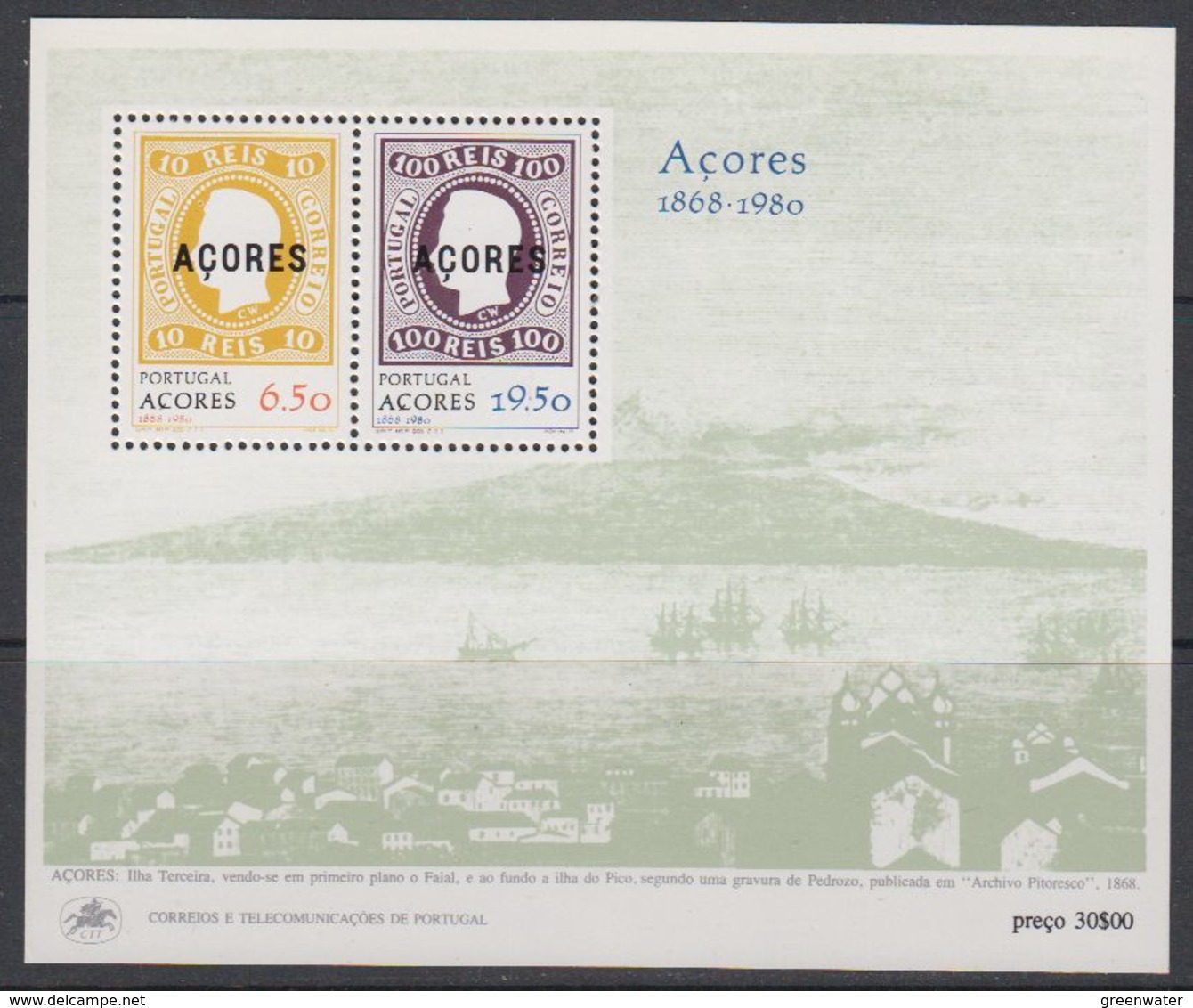 Azores 1980 Postal Independance M/s ** Mnh (43581) - Azoren