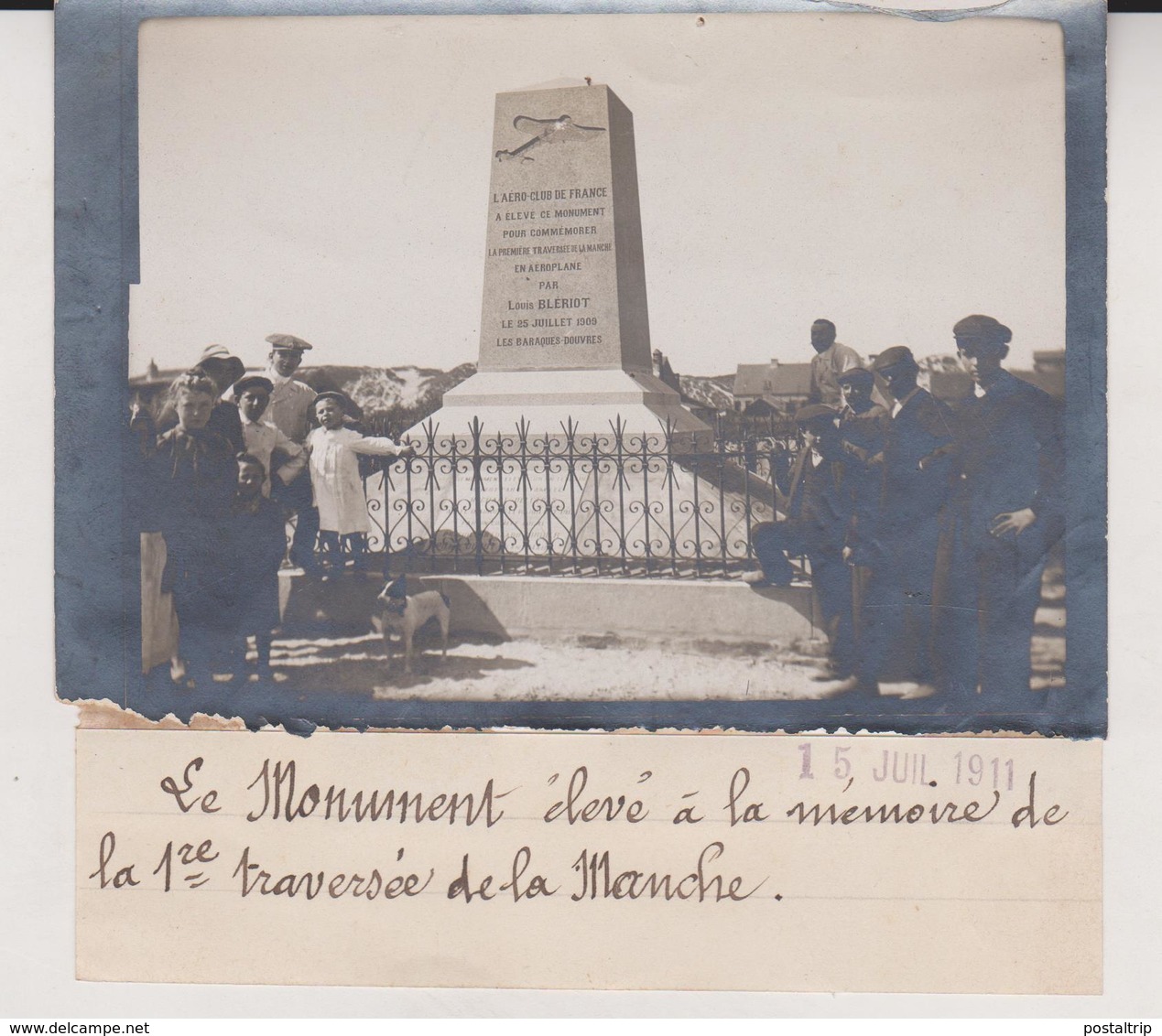 LE MONUMENT ELEVE A LA MEMOIRE DE LA 1RE TRAVERSÉE DE LA MANCHE BLERIOT- 13*9CM Maurice-Louis BRANGER PARÍS  (1874-1950) - Aviación