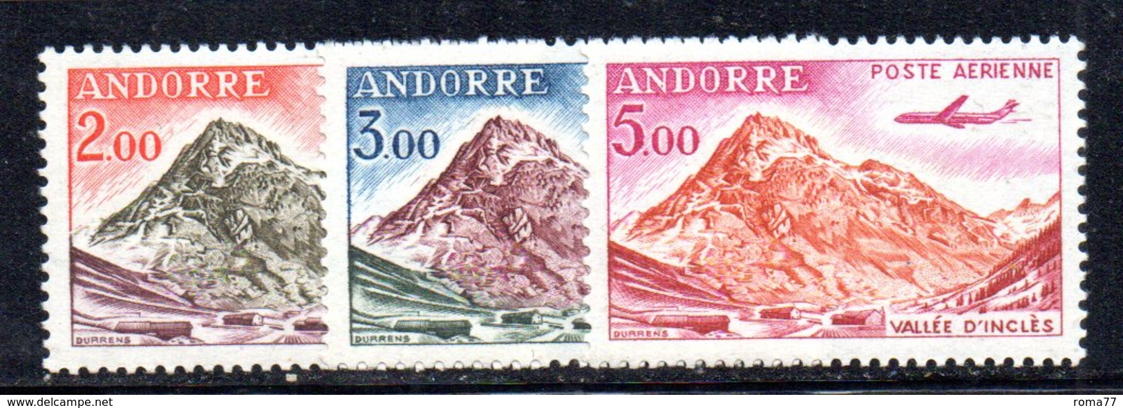 APR397 - ANDORRA 1961 , Posta Aerea Tre Valori N. 5+6+7 ***  MNH  (2380A) - Poste Aérienne