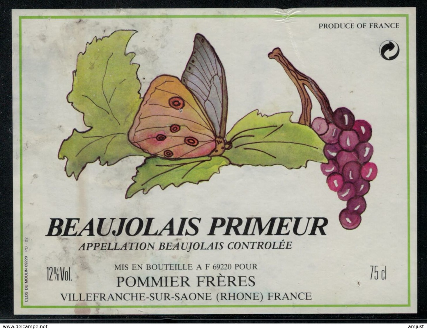 Etiquette De Vin // Beaujolais Primeur, Papillon - Vlinders
