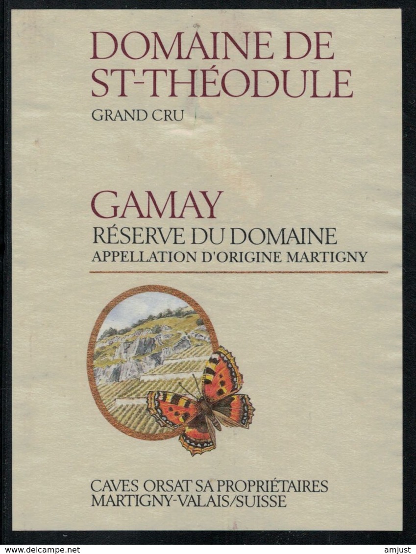 Etiquette De Vin // Gamay, Domaine St-Théodule, Papillon - Butterflies