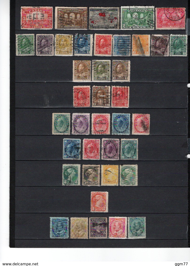 39 TIMBRES CANADA OBLITERES DE 1870-1897-1898-1903  Cote : 66,35 € - Gebraucht