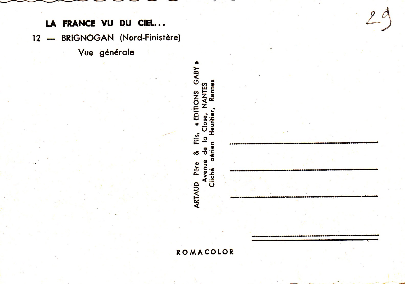 CP Finistère - Brignogan - Vue Générale - Artaud - Gaby. - Brignogan-Plage