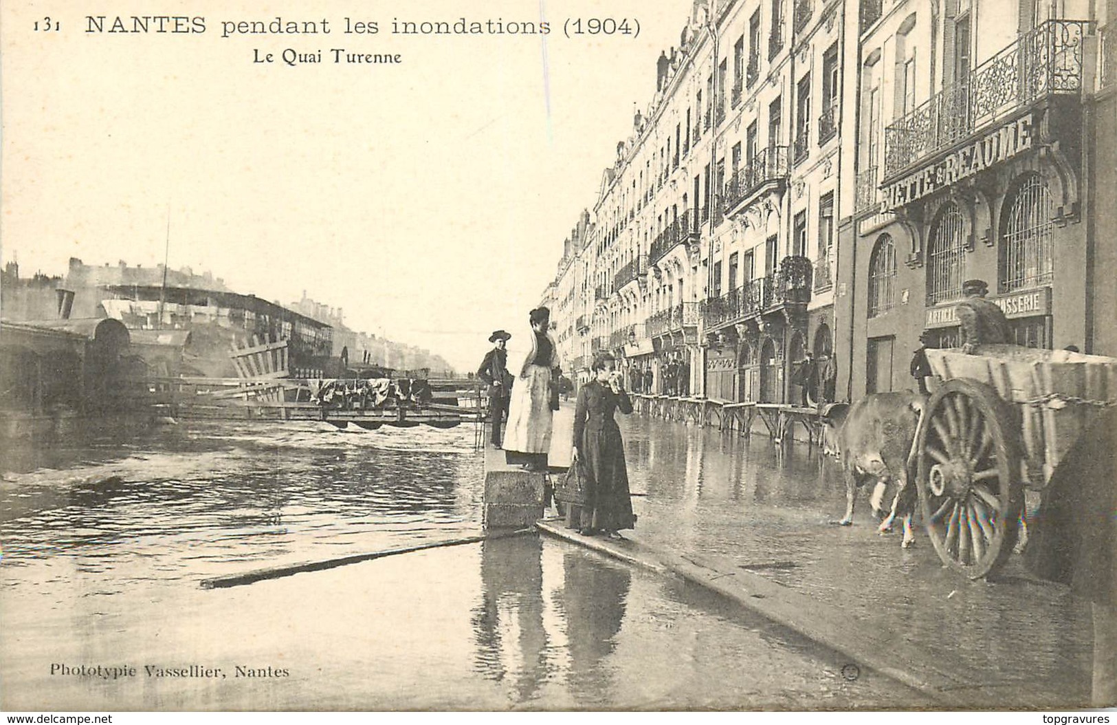 NANTES Pendant Les Inondations (1904) Le Quai Turenne, Animée En Gros Plan - Nantes