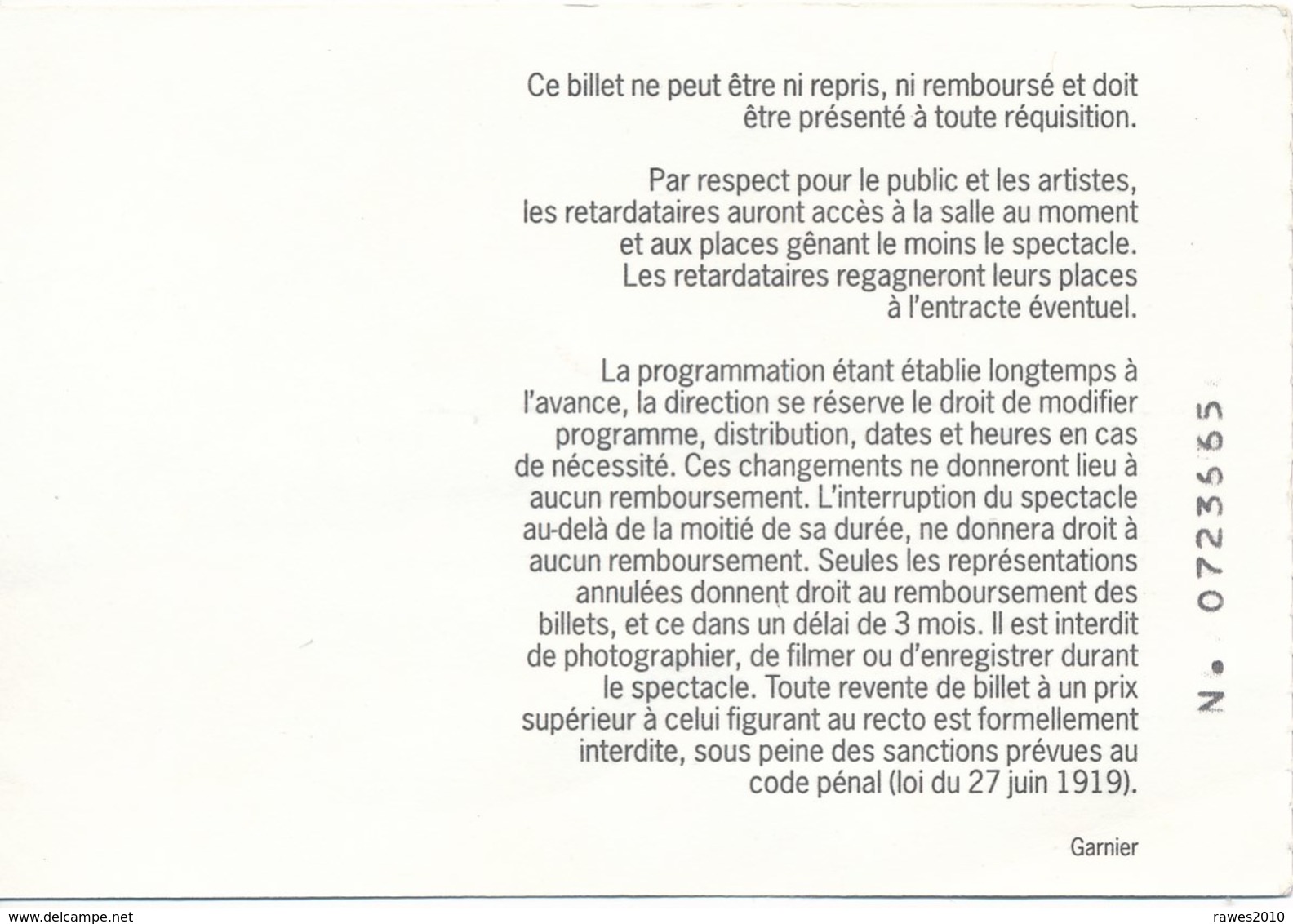 Frankreich Lyon Eintrittskarte 1998 Opera National De Lyon Ballet De Lòpera Oper - Eintrittskarten