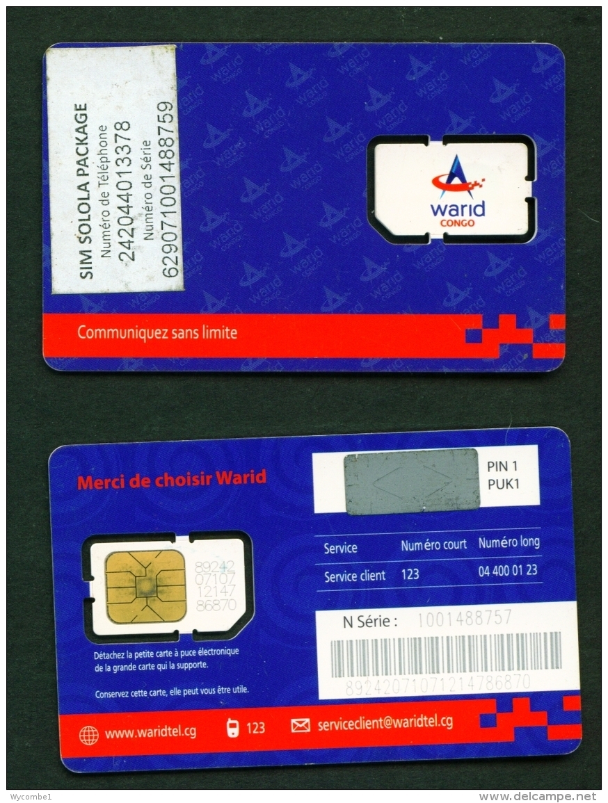 CONGO (BRAZZAVILLE)  -  Mint/Unused SIM  Warid  As Scans - Kongo