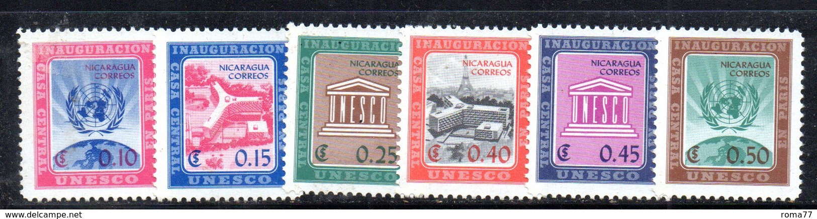 APR1927 - NICARAGUA 1958 , Serie Yvert N. 832/837  ***  MNH (2380A) Unesco - Nicaragua