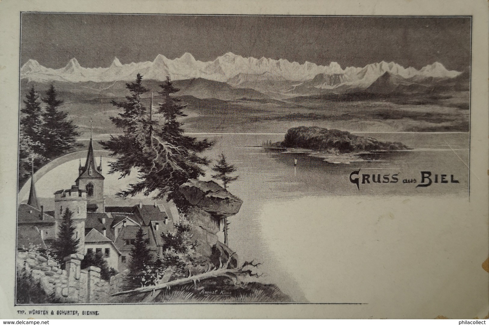 Suisse (BE) Gruss Aus Biel (Litho?) Ca 1900 - Andere & Zonder Classificatie