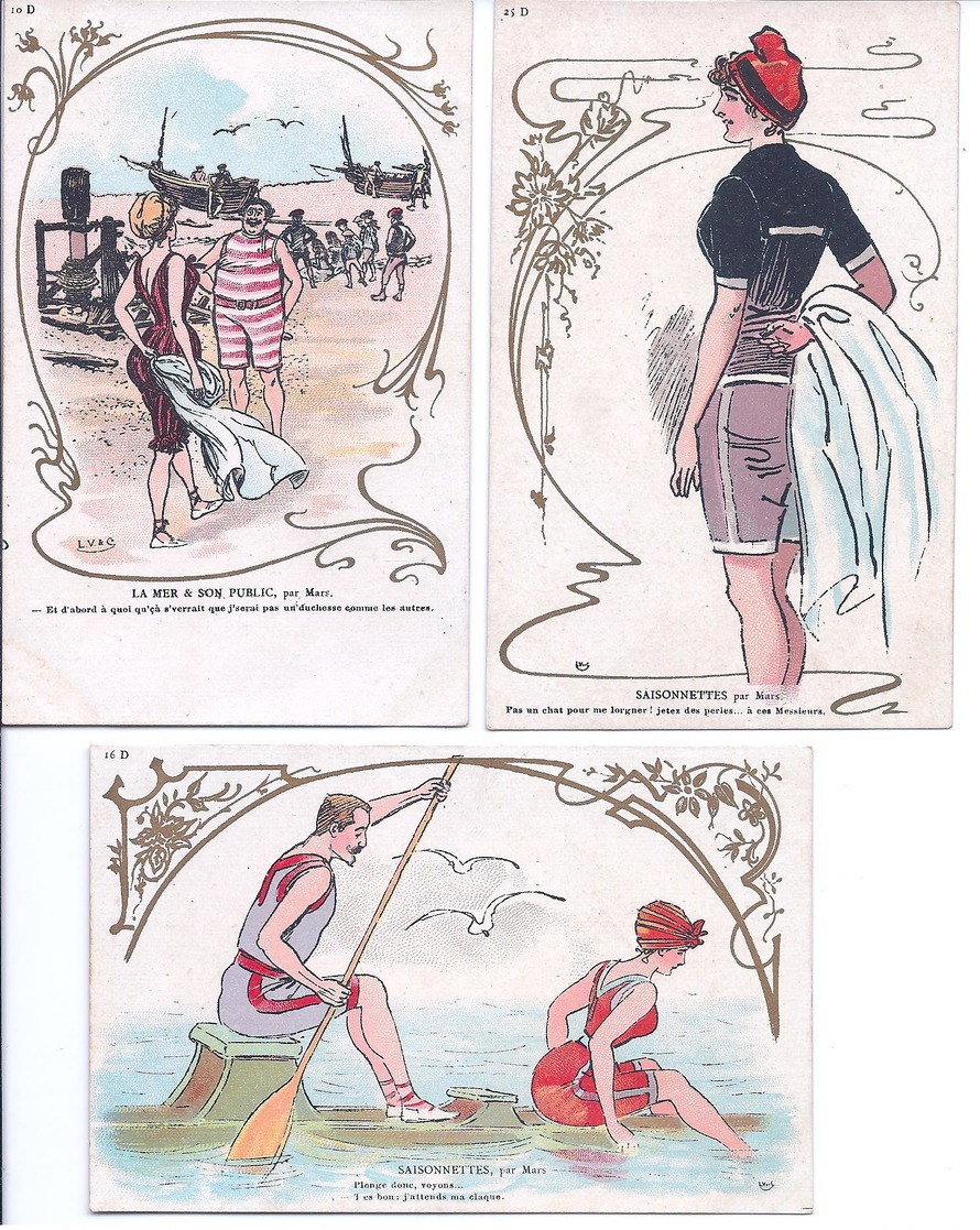 Lot De 3 CPA - Illustration Par MARS  La Mer Et Son Public  Saisonnettes - Altri & Non Classificati