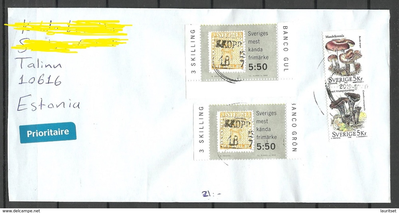 SCHWEDEN Sweden 2019 Cover To Estonia 2 X Michel 1716 (1992) + Pilze Mushrooms (1996) - Brieven En Documenten