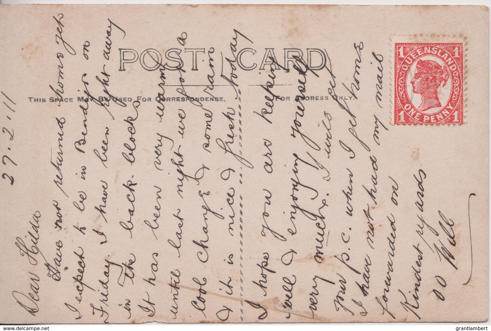 Greetings From Echuca, Victoria - Posted 1911, With Queensland Stamp - Other & Unclassified