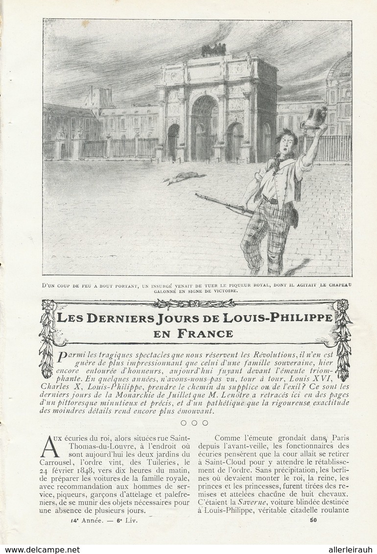 Les Derniéres Jours De Louis - Philippe En France /  Article , Pris D`un Magazine / 1911 - Sonstige & Ohne Zuordnung