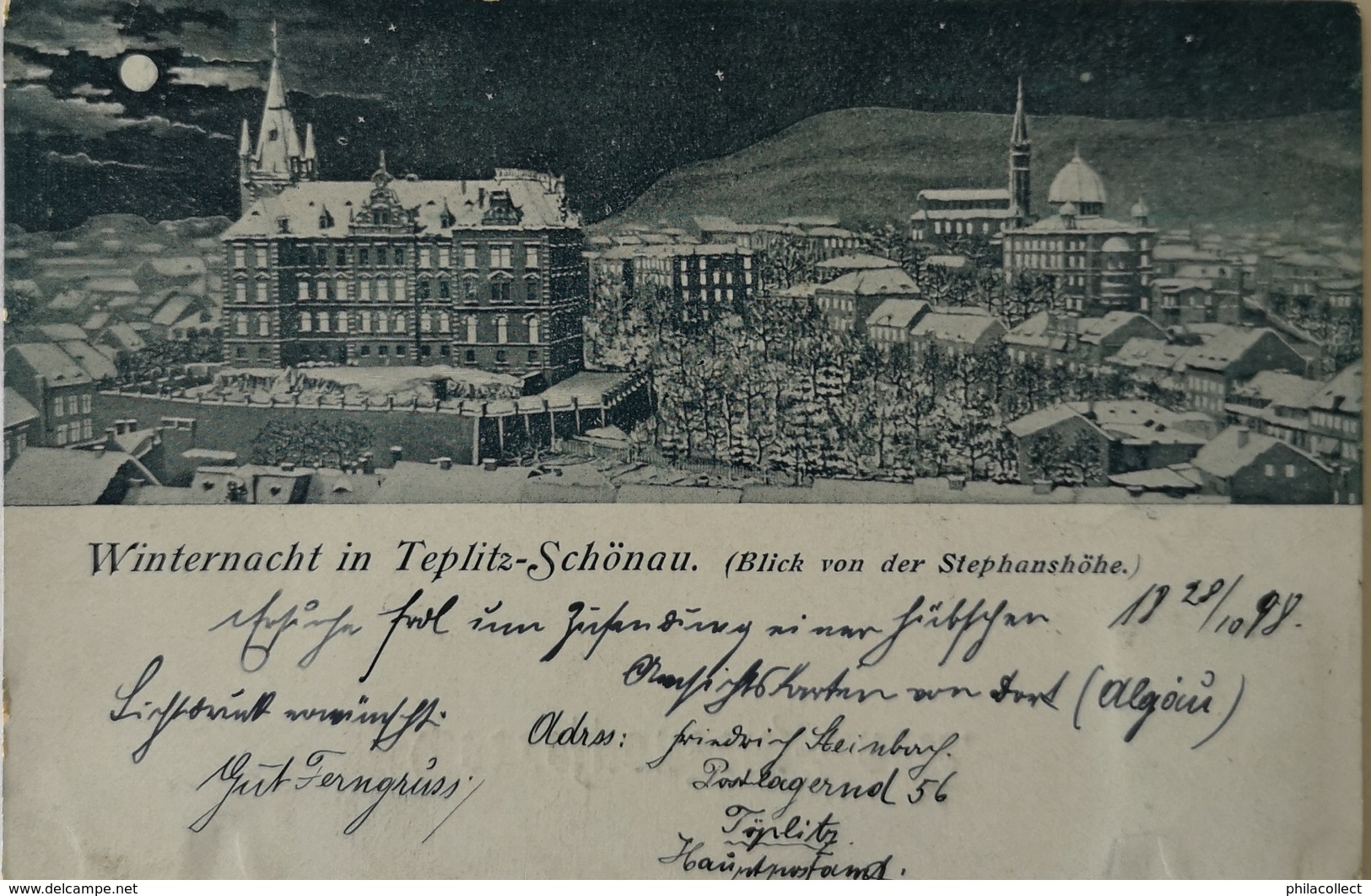 Czech Card // Winternacht In Teplitz Schonau 1898 - Tsjechië