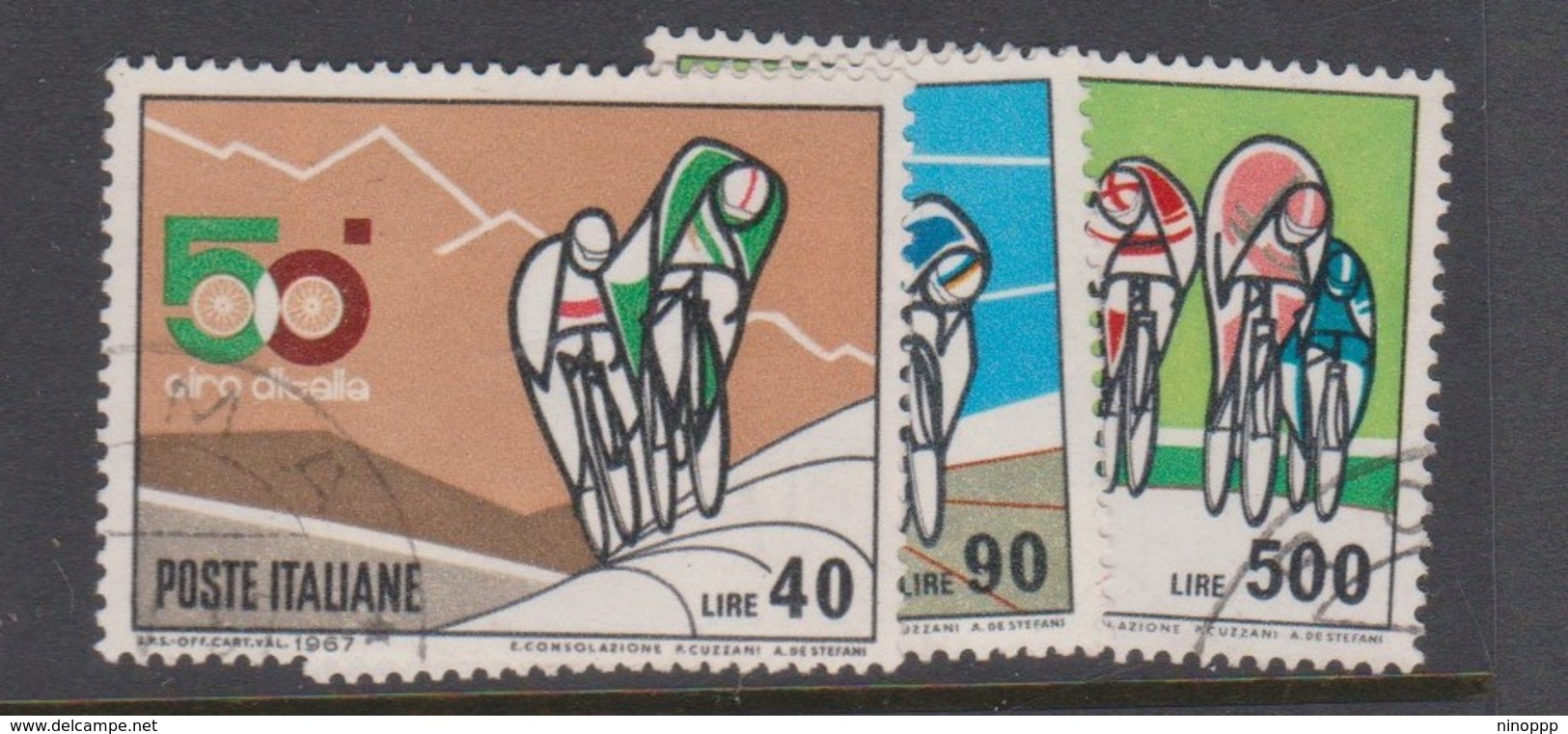 Italy Republic S 1045-1047 1967 50th Bicycle Tour Of Italy,used - 1961-70: Used