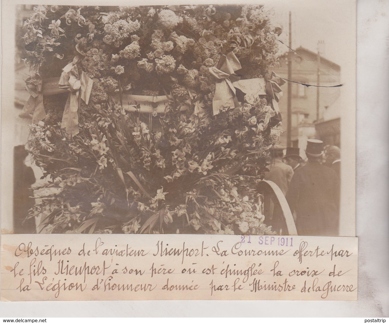 DE L'AVIATEUR NIEUPORT LA COURONNE  OFFERTE PAR LE FILS NIEUPORT PÈRE  18*13CM Maurice-Louis BRANGER PARÍS (1874-1950) - Luftfahrt
