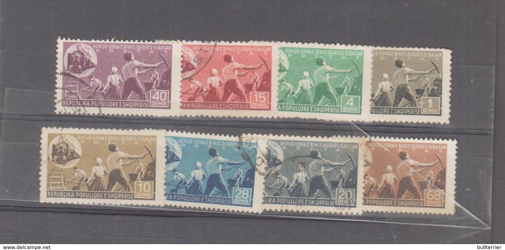 ALBANIA - 1947-  CONSTRUCTION  DURRES - ELBASAN RAILWAY SET OF 8 USED, SG CAT £63+ - Albanie