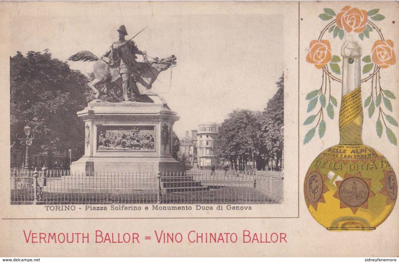 Italy Wine  Advert  Vermouth Ballor-Vino Chinato Ballor             ."payment Request" By "invoice" - Pubblicitari