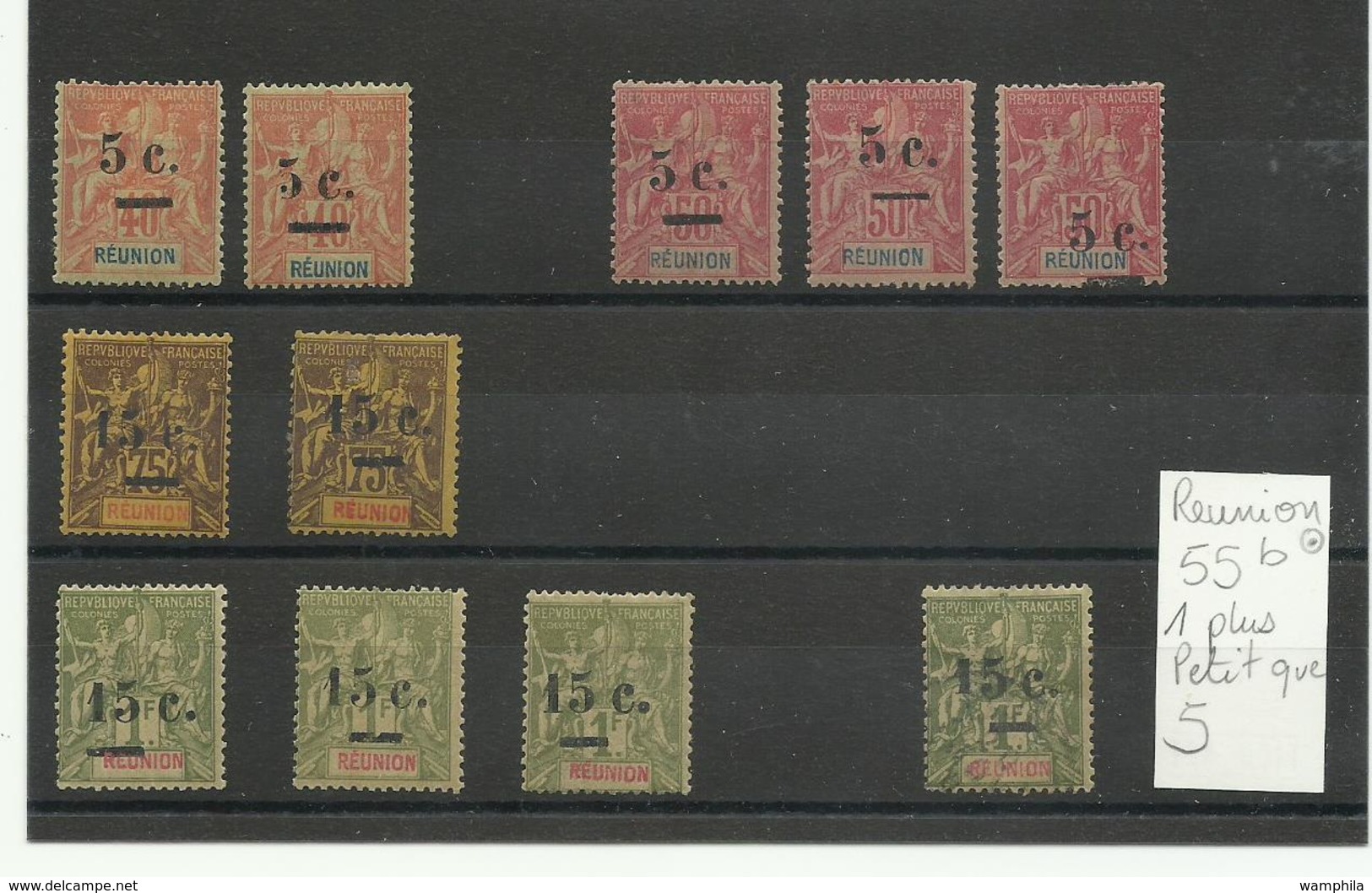 1901 Lot De Réunion Surchargés, Neufs, 55b, Variétés, Cote YT 250€ Voir Description Et Scann - Used Stamps