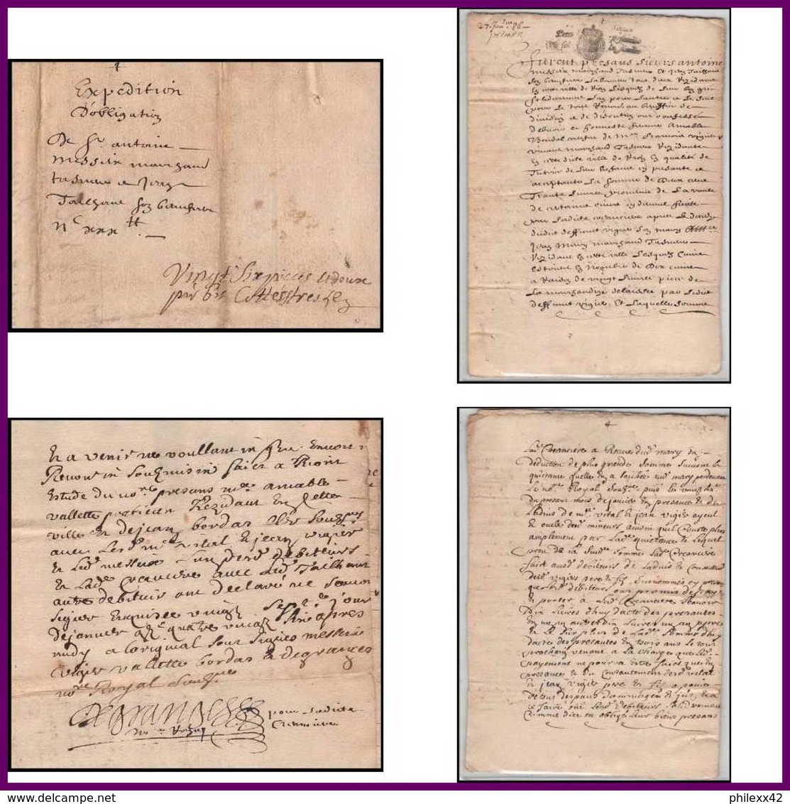 40924/ Généralité De Riom Auvergne 1686 Devaux N°185 Indice 8 Lettre Lettre Parchemin Timbre Fiscal - Lettres & Documents