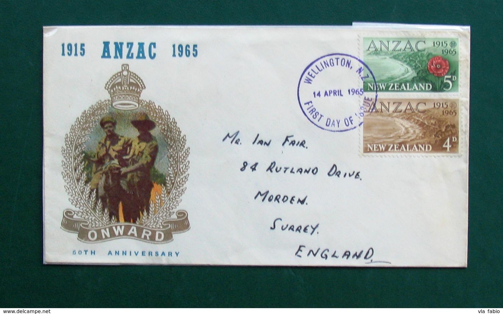 New Zealand QE  II FDC 50 Anniversary ANSAC Gallipoli Landing 1915-1965 - FDC