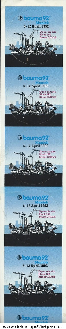 Bande De 6 Autocollants   Bauma 92 Munich April 1992 - Other & Unclassified