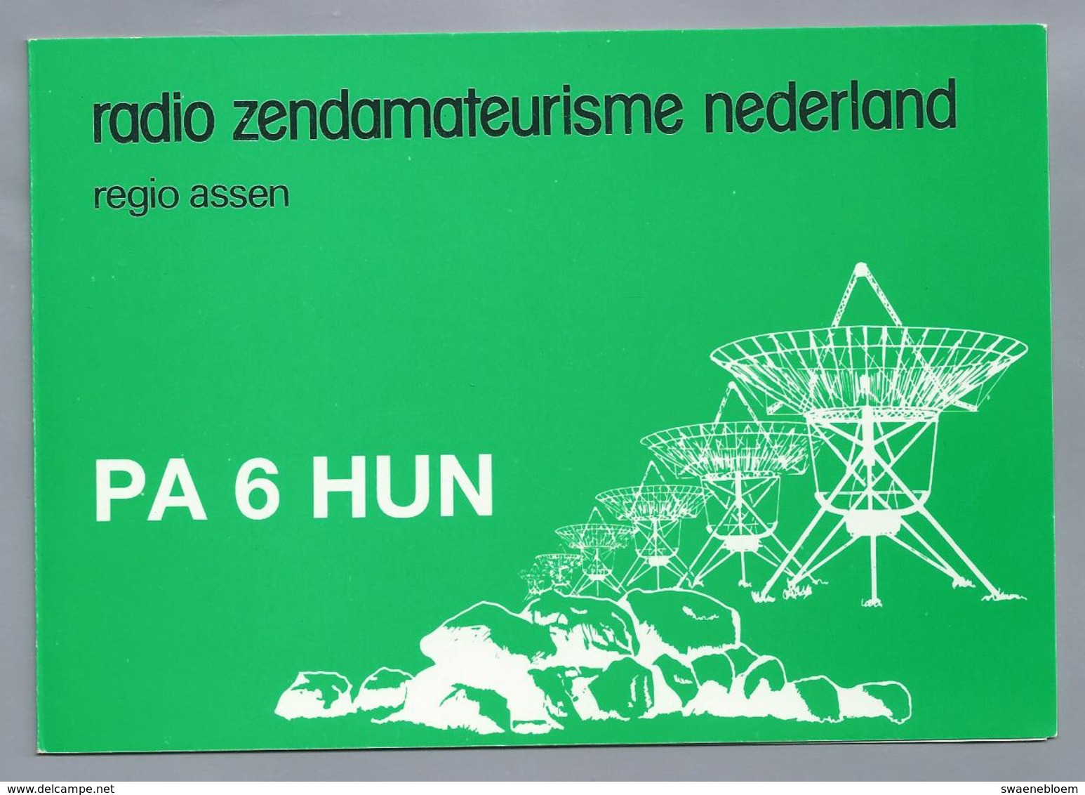 NL.- QSL KAART. CARD. RADIO ZENDAMATEURISME NEDERLAND REGIO ASSEN PA6HUN. HUNEBEDRONDE. - Radio Amateur