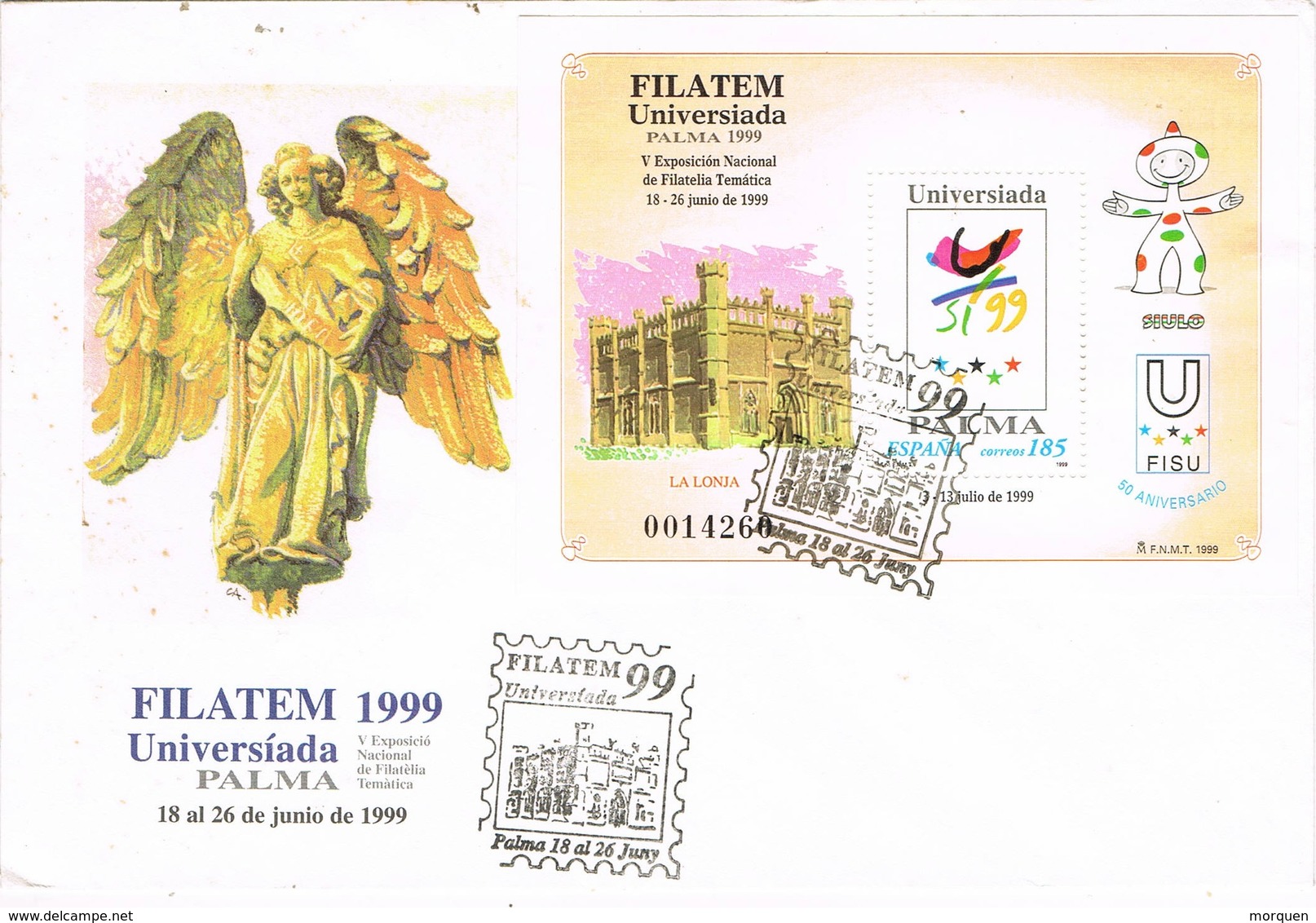 33522. Carta PALMA De MALLORCA (Baleares) 1999. Hojita FILATEM 99, Universiada - Cartas & Documentos