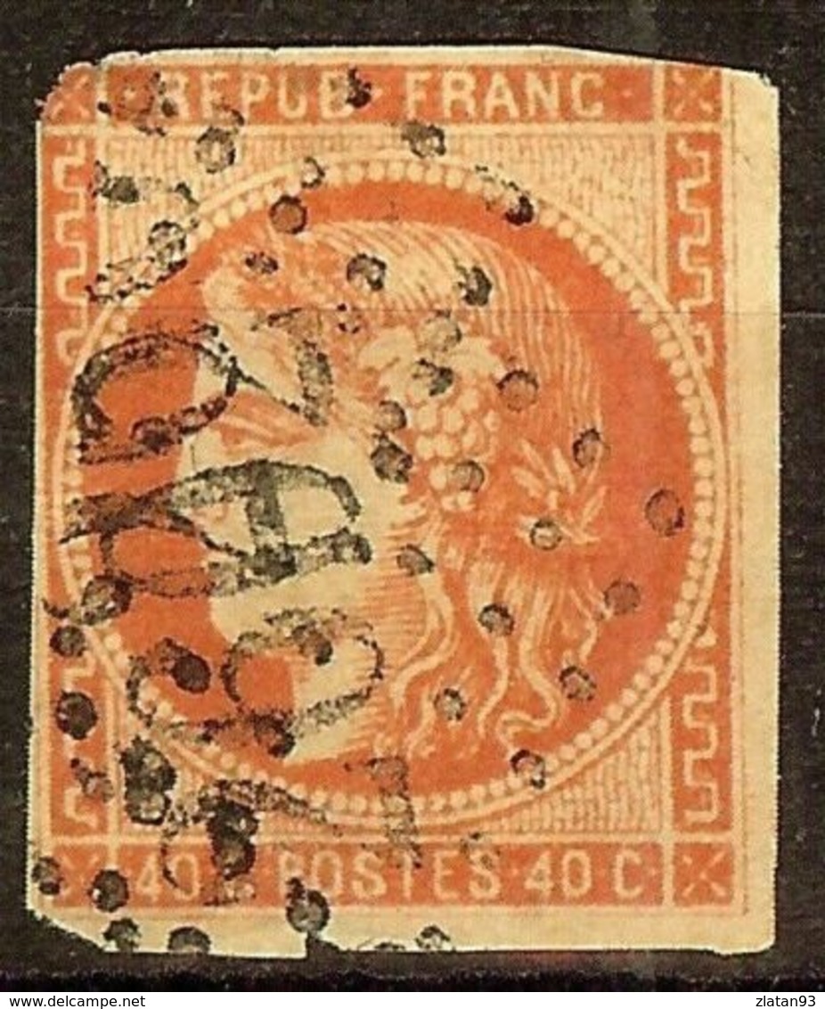 RARE BORDEAUX N°48d 40c Rouge Sang Clair Oblitéré Losange GC Cote 900 Euro - 1870 Ausgabe Bordeaux