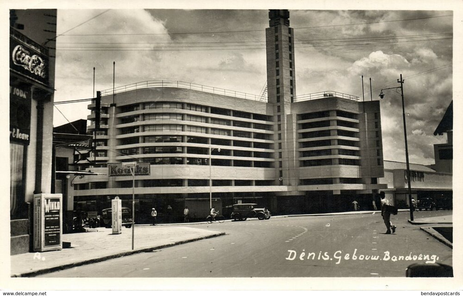 Indonesia, JAVA BANDUNG, Denis Building, Coca Cola Sign (1938) RPPC Postcard - Indonesië