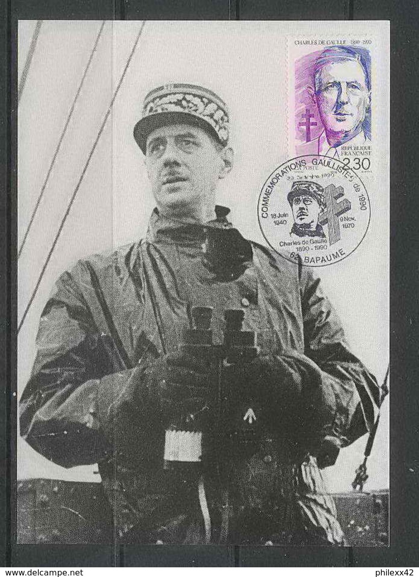 303 Charles De Gaulle - CARTE Carte Maximum (card) N° 2634 1990 BAPAUME - 1990-1999