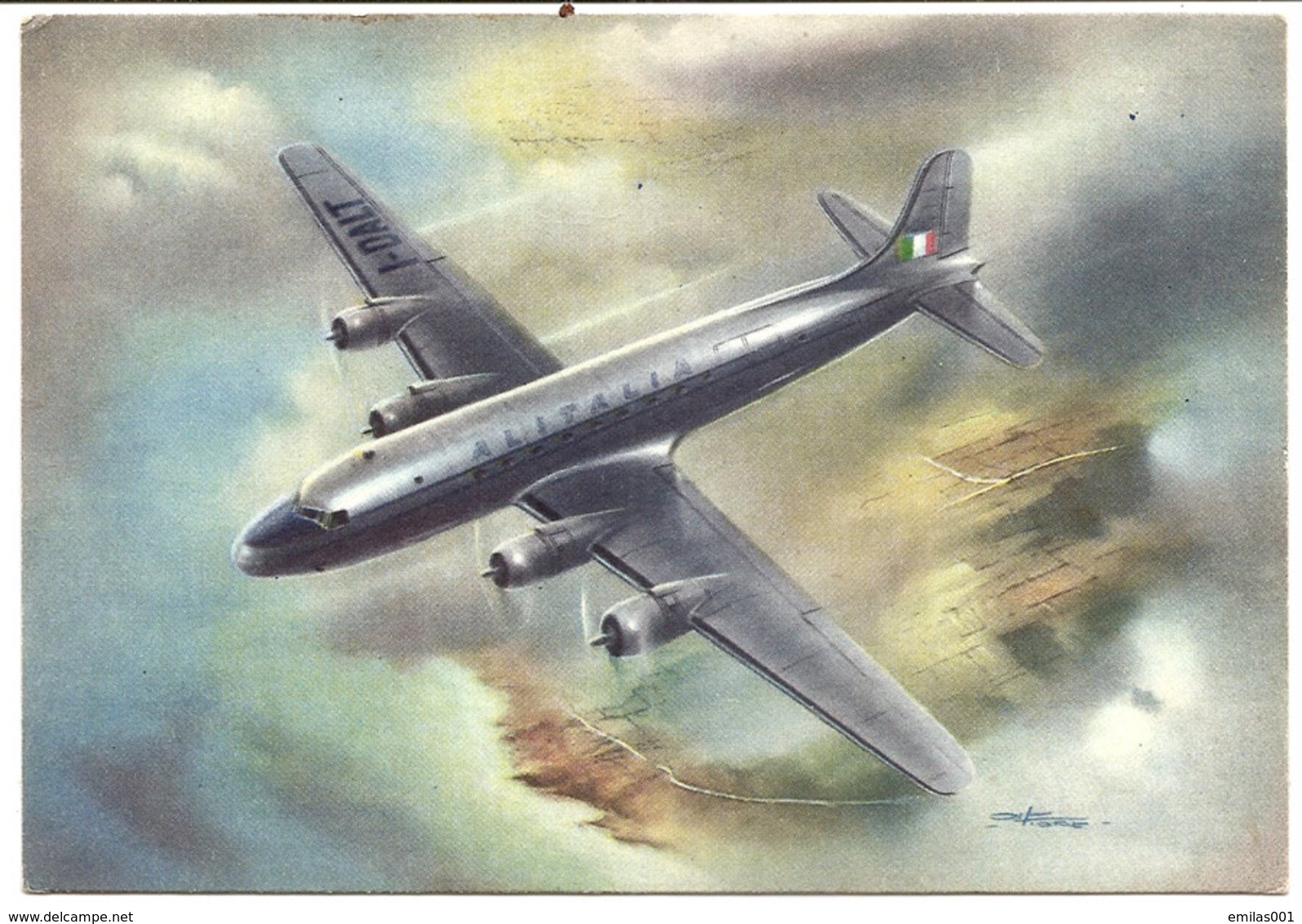 CP Avion à Hélice En Vol , ALITALIA  , - 1946-....: Ere Moderne