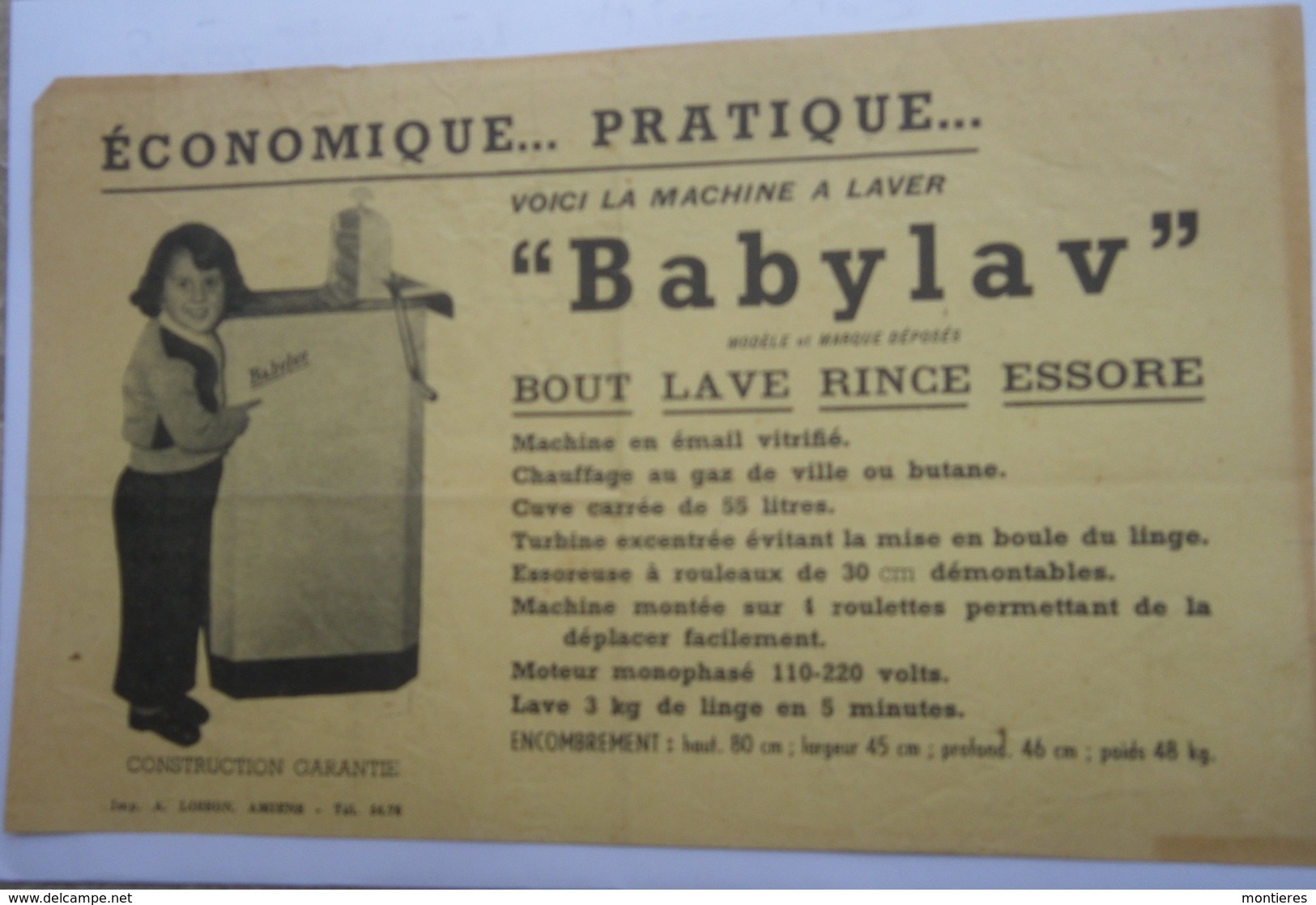 Prospectus BABYLAV Machine à Laver - Autres & Non Classés