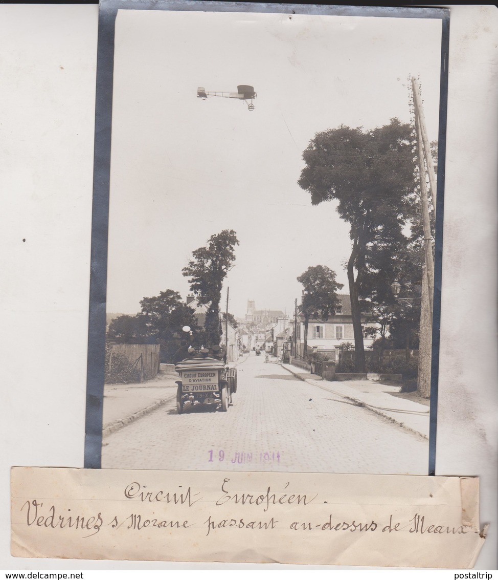 CIRCUIT EUROPÉEN VEDRINES S MORANE PASSANT MEAUX  Seine-et-Marne 18*13CM Maurice-Louis BRANGER PARÍS (1874-1950) - Aviación