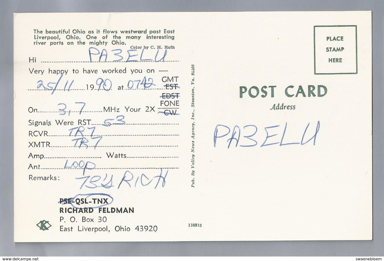 US.- QSL KAART. CARD. K8HGY. EAST LIVERPOOL. OHIO. RICHARD FELDMAN. - Radio-amateur